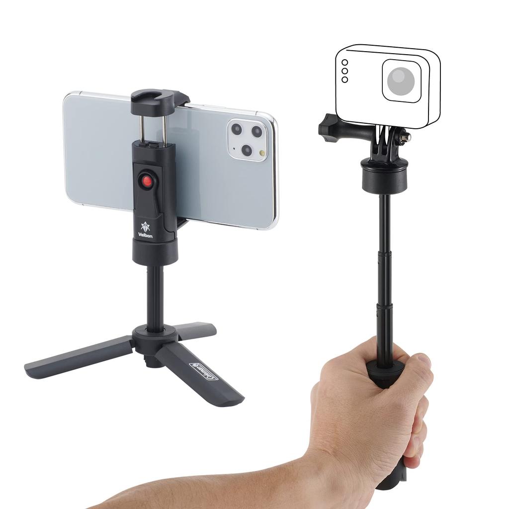 Velbon Smartphone Coleman Selfie Griffständer Smartphone Ständer mit Fernbedienung für Web Kompatibel mit iPhone Android iPhone Stativ, (CVEPSGS