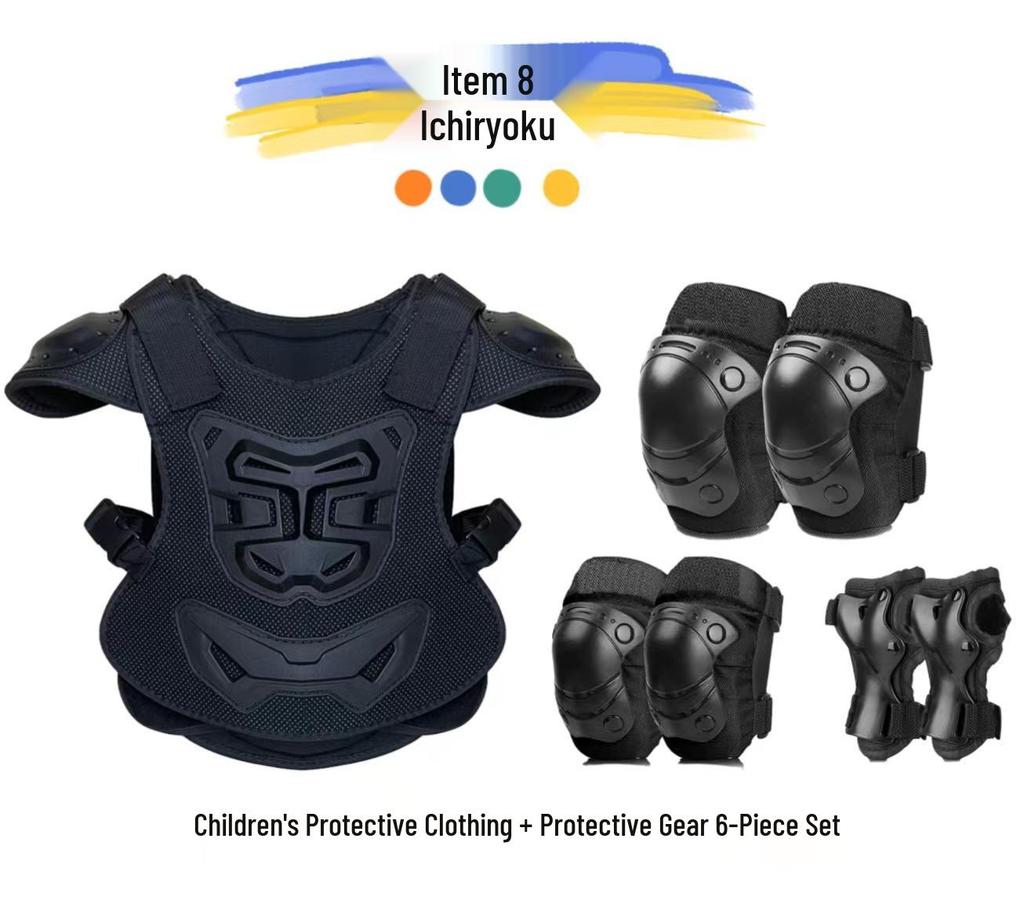 Kids' Motorcycle Balance Bike Armor Set: Knee, Elbow, Chest & Back Protectors.