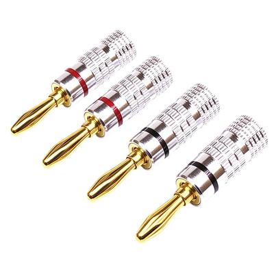 KUAIDHFK Banana Gold Audio Speaker Cable Speaker Aluminum Type Plugs, Plated, 4-Pack, Plugs, Connectors, Terminals, Housing, Screw-In