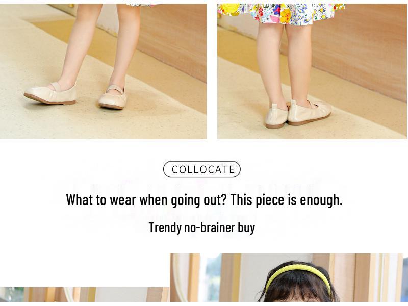 Oujitu Girls' Lace Sleeve Cotton A-line Skirt Dress with Cartoon Print - Spring Children's Clothing