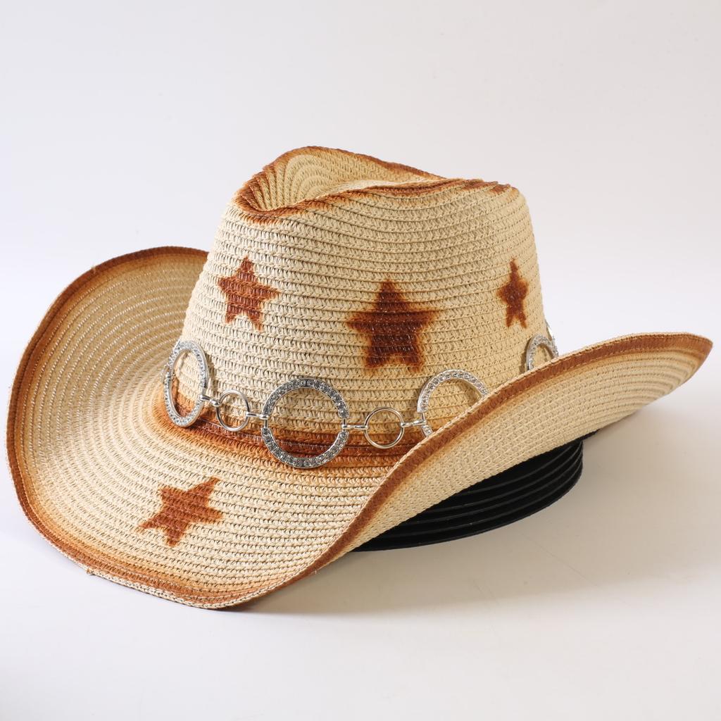 Popular Western Cowboy Straw Hat Men's and Women's Fashion Shade Straw Hat Classic Outdoor Western Cowboy Hat
