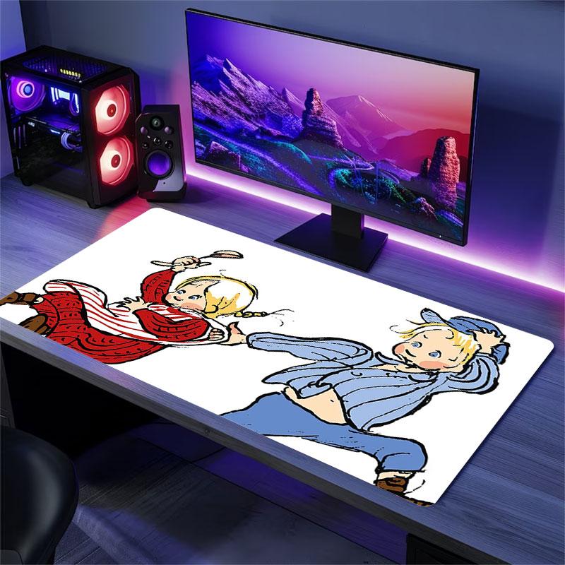 Emil of Lonneberga Art Mouse Pad, Large Gaming Desk Mat, Non-slip XXL Mousepad for Laptop & Tablet, Mini PC Playmat with Stitched Edges