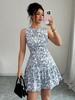 European American Retro Floral Camisole Short Dress: Sleeveless Vacation Style