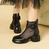 Women's Block Heel Mesh Ankle Cool Boots Spring Summers New Thick Sole Non Slip Breathable High Top Round Toe Zippers Sandals