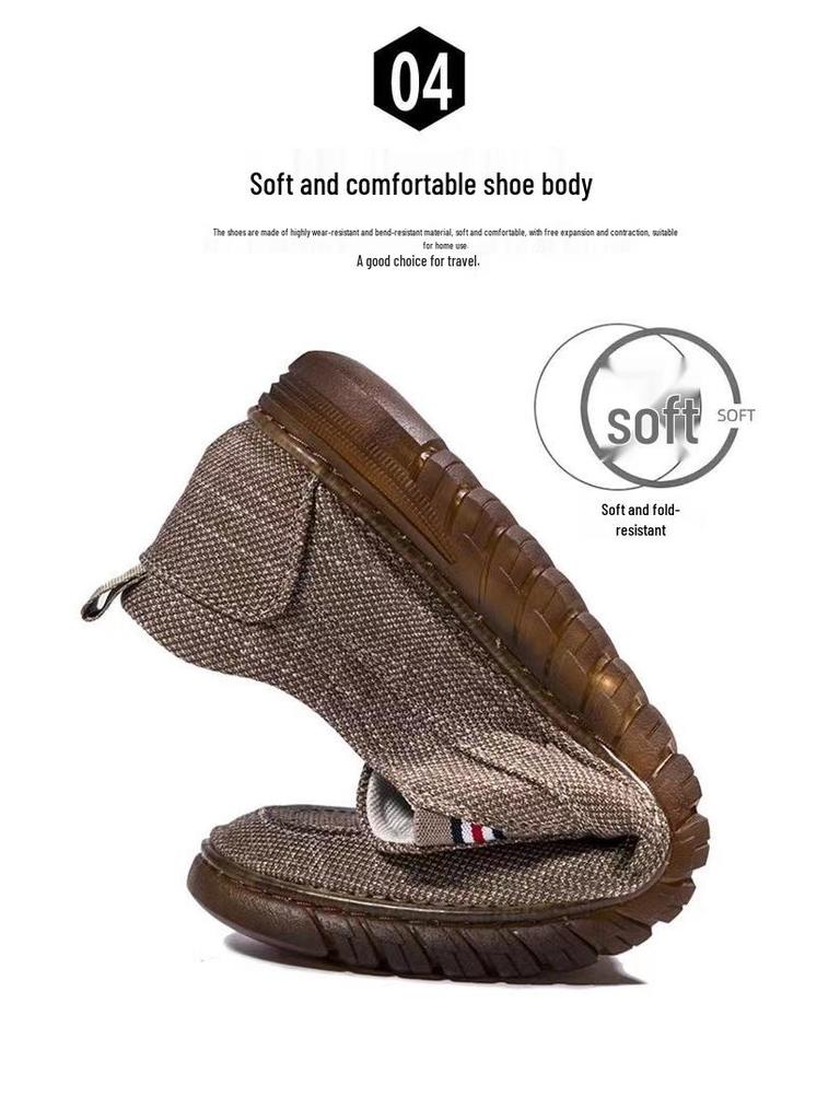 Men's Non-slip Breathable Canvas Shoes - Soft Beef Tendon Sole, Wear-resistant, Deodorant, Perfect for Driving and Work