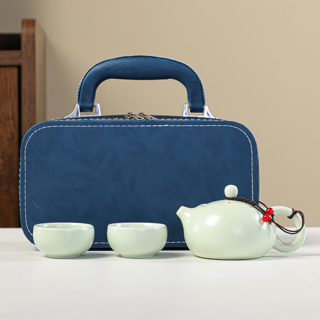 Kung Fu Travel Tea Set Ceramic Complete Outdoor Portable Tea Set Gifts One Pot, Two Cups, Four Cups
