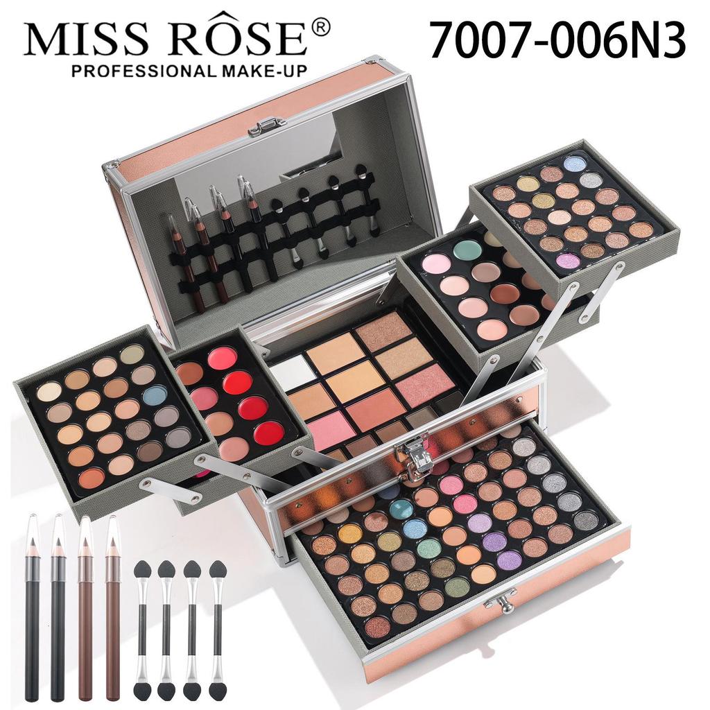 Set Paletă Machiaj MISSROSE: Fard de ochi, Luciu de buze, Ruj, Fard de obraz, Corector, Illuminator și Pudră.