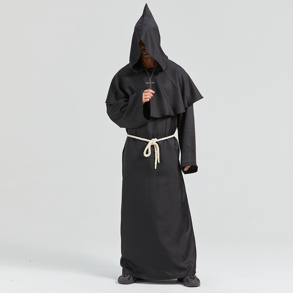 Medieval monk costume wizard priest cos costume halloween reaper robe cosplay cosplay costume