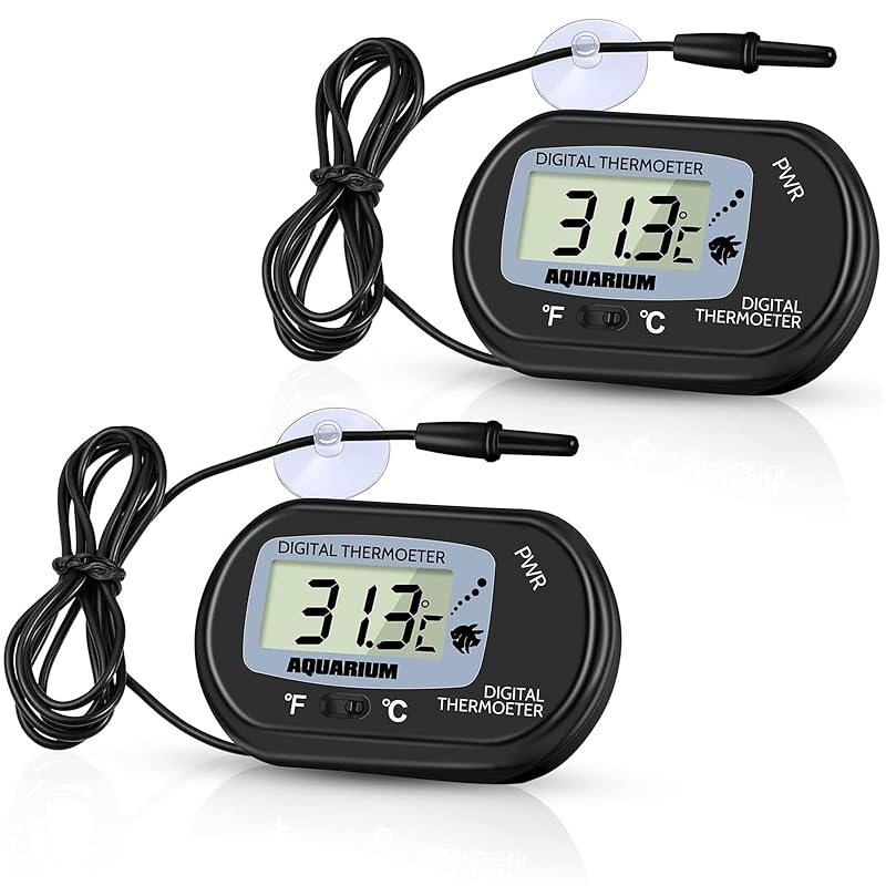 ZACRO 2 Pack Digital Aquarium Thermometer, Fish Tank Thermometer, Water Thermometer with Large LCD Display,Reptile Thermometer for Fish Tank Water 2 Packs
