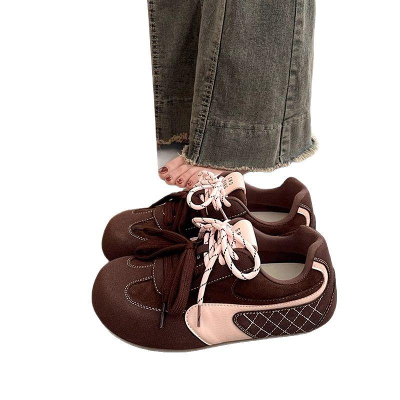 Popular Niche Thick Baseplate Shoes Women's Retro German Training Shoes 2025 New Spring and Autumn Bread Shoes Versatile Casual Sports Shoes