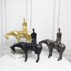 Modern Nordic Abstract Horse-Riding Figure Ornament - Chinese Style Decor for Office, Hotel, or Home Entrance.