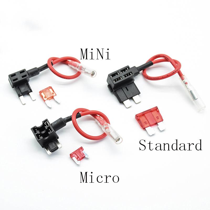 1PC 12V SMALL MEDIUM Car Fuse Add-a-circuit TAP Adapter Micro/Mini/Standard ATM APM Blade Auto Fuse Holder with 10A Blade Fuse Fuse Holders1