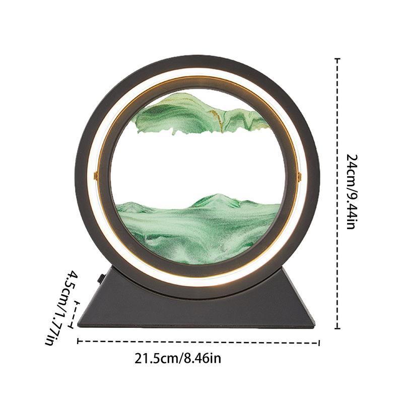 3D Moving Sand Art Table Lamp Round 3D Flowing Sand Painting Table Lamp 180-Degree Rotatable 3 Color Changing Desktop Art Toy