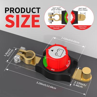 Heavy Duty Battery Disconnect Switch 275A Top and Side Post Marine RV Car Boat Electrical Cut Off Switch for Auto Power Safety