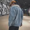 Heren Slim Fit Winter Denim Jas met Velvet en Lamswol Voering