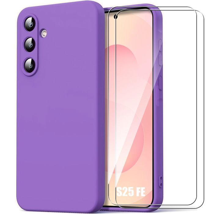 Coque de Protection - BOOLING - pour Samsung Galaxy S25 FE - Silicone Souple Violet - 2 Verres Trempés