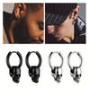 2pcs 316L Stainless Steel Trendy Vintage Skull Earrings For Men, Punk Gothic Hoop Earrings Hyposensitization Piercing Jewelry