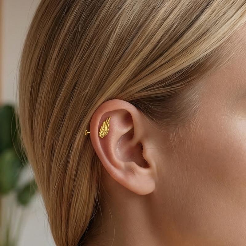 Titanium Wing Flat Back Earring Studs 16G Labret Lip Stud Ear Nose Cartilage Tragus Conch Helix Piercing Jewelry