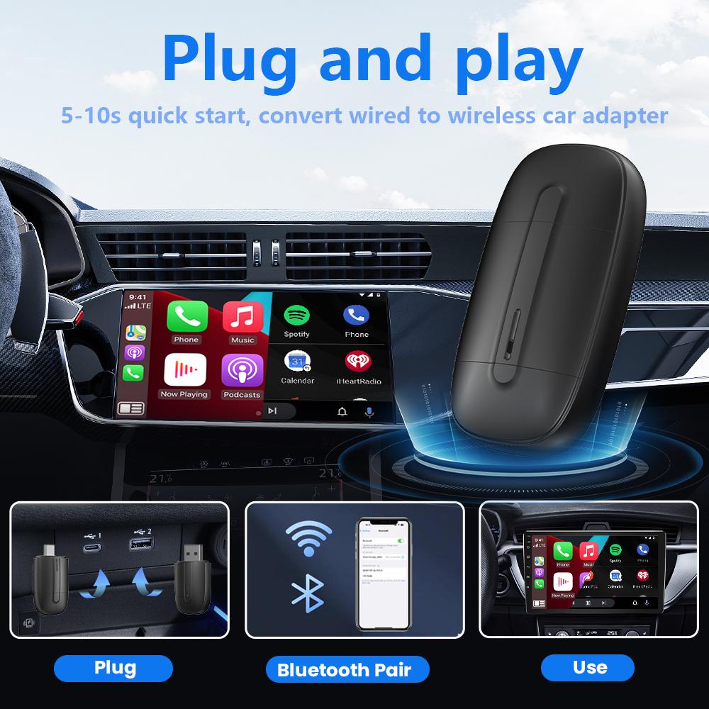 Android Auto Wireless Carplay Type-c USB Bluetooth Wifi Plug and Play 2In1 Dongle For Chevrolet Citroen Buick Cadillac Chery VW