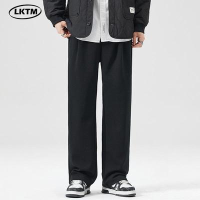LKTM Men's Spring/Autumn Casual Straight Trousers - Simple, Loose, High-End & Versatile