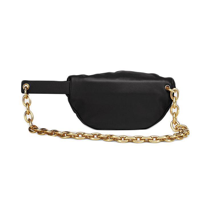 Bottega Veneta Belt Chain Pouch Black/Gold Women Bags 651445-VCP41-8648