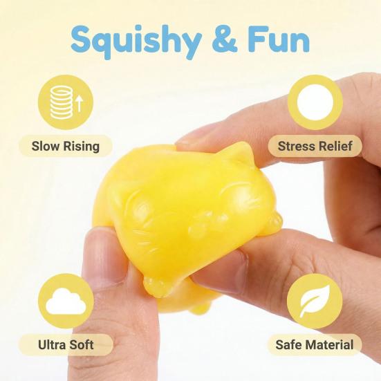 Kitten Squeeze Stress Toy, Soft Cat Fidget Ball, Cute Animal Decompression Toy for Office Desk, Gift for Cat Lovers
