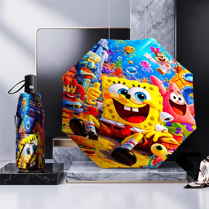 Bob And Friends Adventure Umbrella Folding Umbrella, Automatic Umbrella 8-Frame for Travel, Camping Use Gift for Halloween Christmas