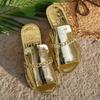 2025 Plus Size Women’s Crocodile Pattern Chain Outdoor Flat Slippers for Summer