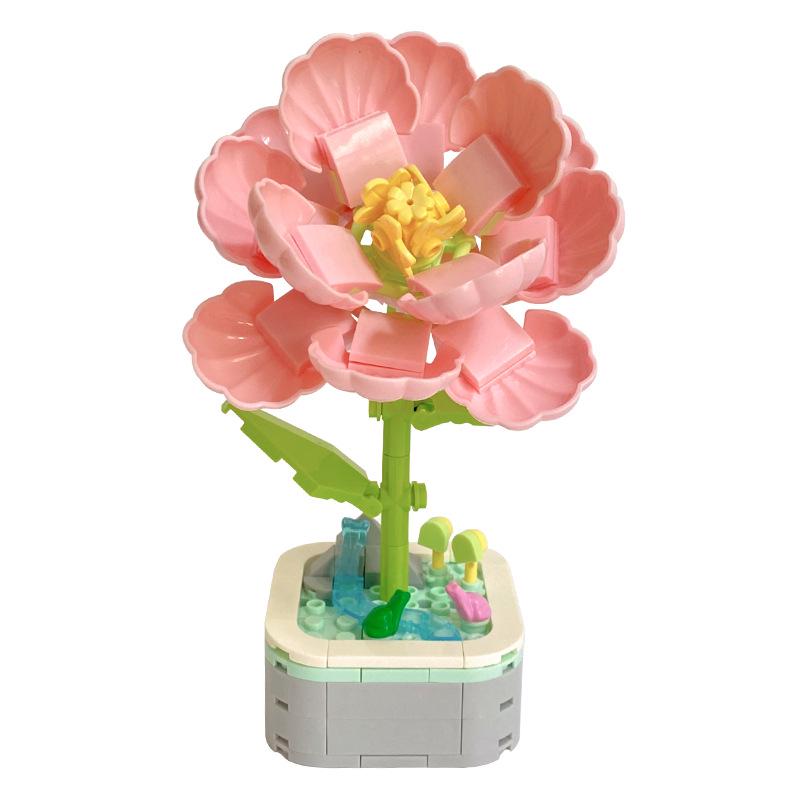 Children's Educational DIY Flower Building Blocks Compatible with LEGO - Handmade Cartoon Toy Set for Elementary Students