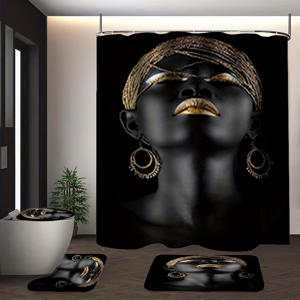 Seturi de perdele de duș cu figurine imprimate 4 buc pentru baie Covoare de baie antiderapante Capac de toaletă Covoraș de baie Set de baie