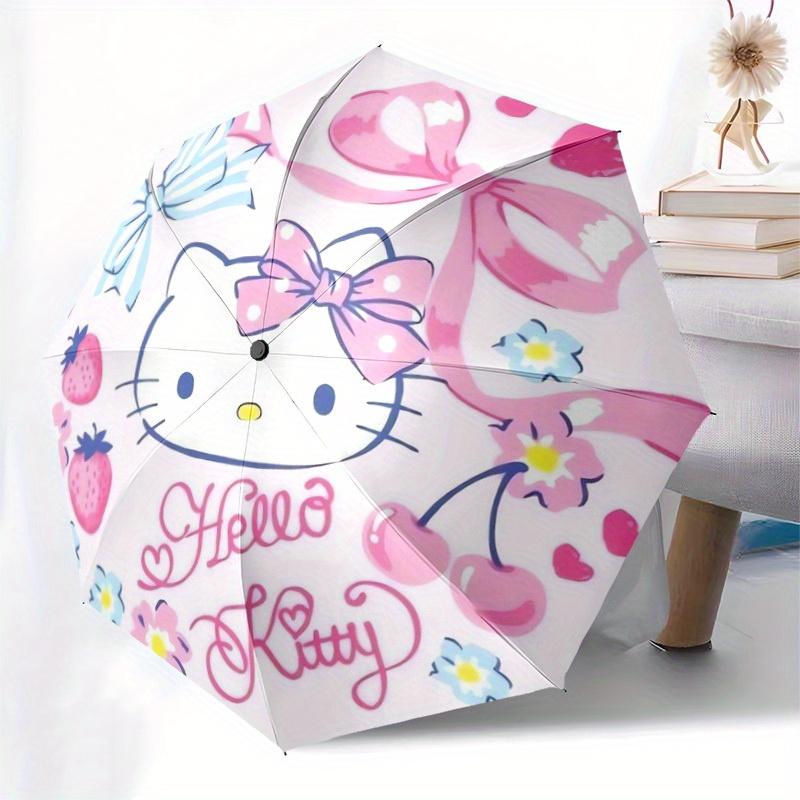 1pc Hello Kitty Floral Bows Umbrella with Plastic Handle,Suitable for All Seasons Home Travel Outdoor UmbrellaSanlio543
