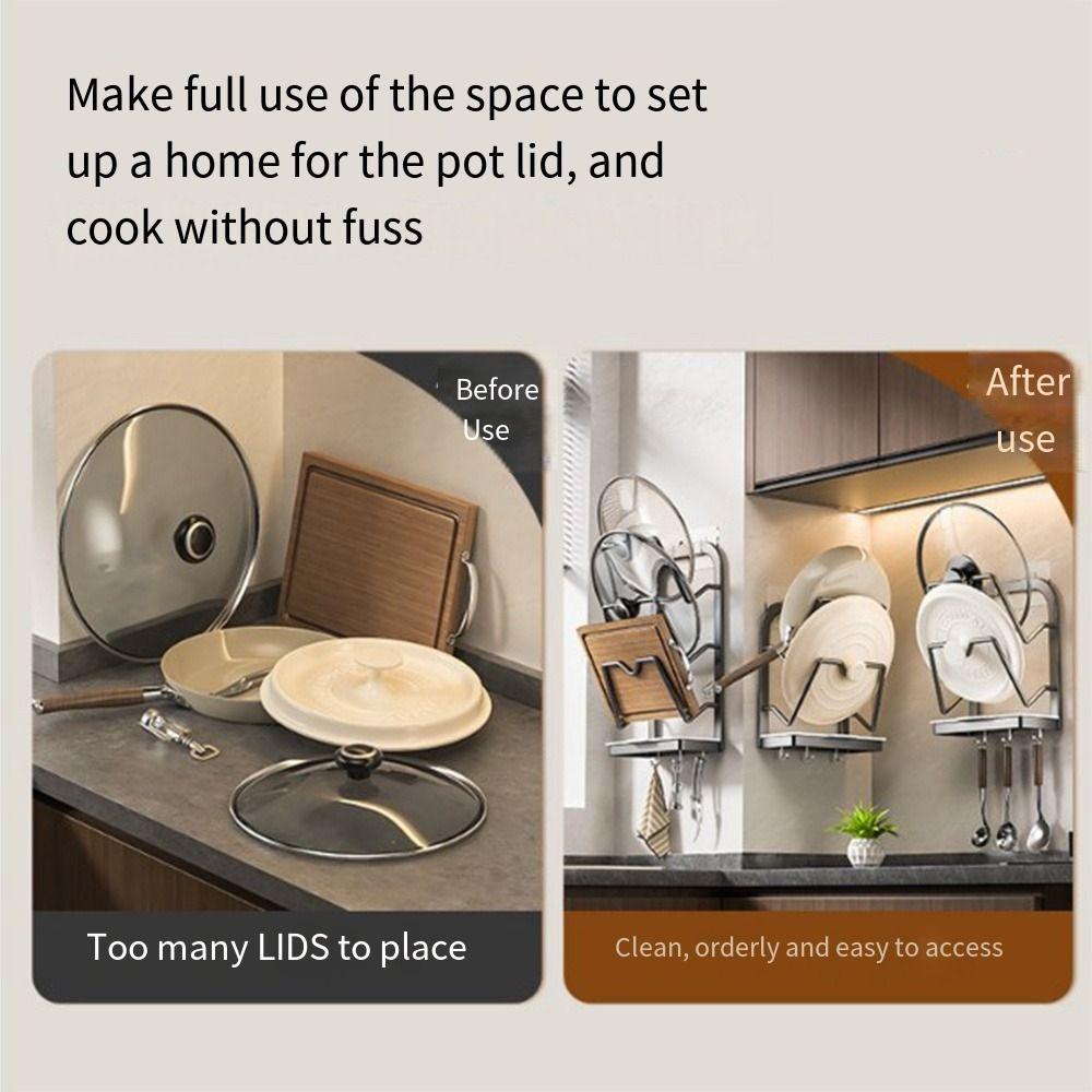 Multi-layer Pot Lid Organizer Rack Sturdy Vegetable Board Holder  Door-Mounted