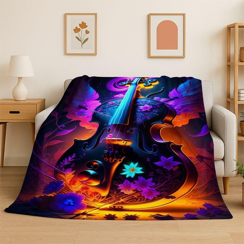 Rhythmus Violine Cello Musiknote Instrument Flanelldecke Weiche Überwurfdecke für Schlafzimmer Wohnzimmer Bett Reise Picknick Nickerchen Abdeckung
