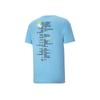 Puma Manchester City Potrójny Mistrz List Drukowany Pamiątkowy Amerykański Vintage Dopamina Okrągły Dekolt Krótki Rękaw Koszulka Męskie Top Jasnoniebieski 779044-04