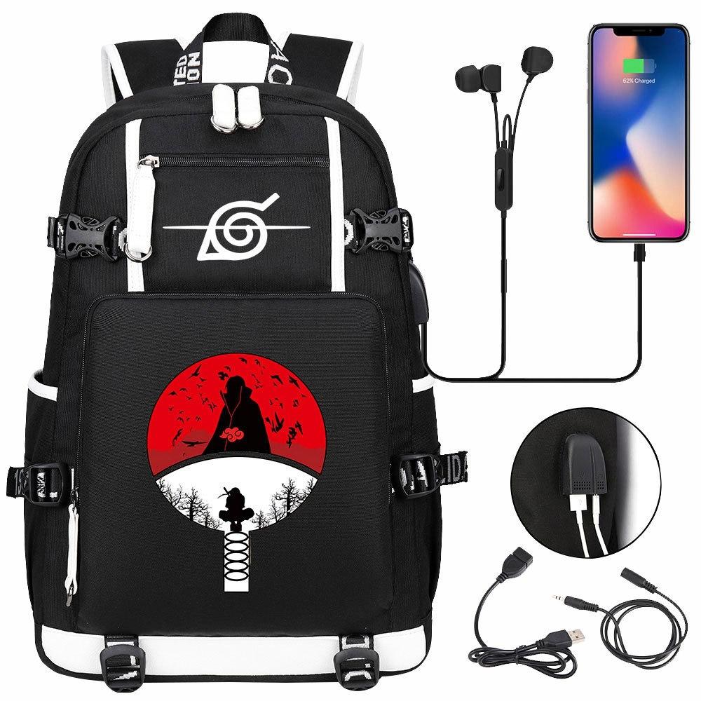 New Anime Cloud Print USB Charging Backpack for Teens Students Unisex Casual Large Capacity Travel Daypack