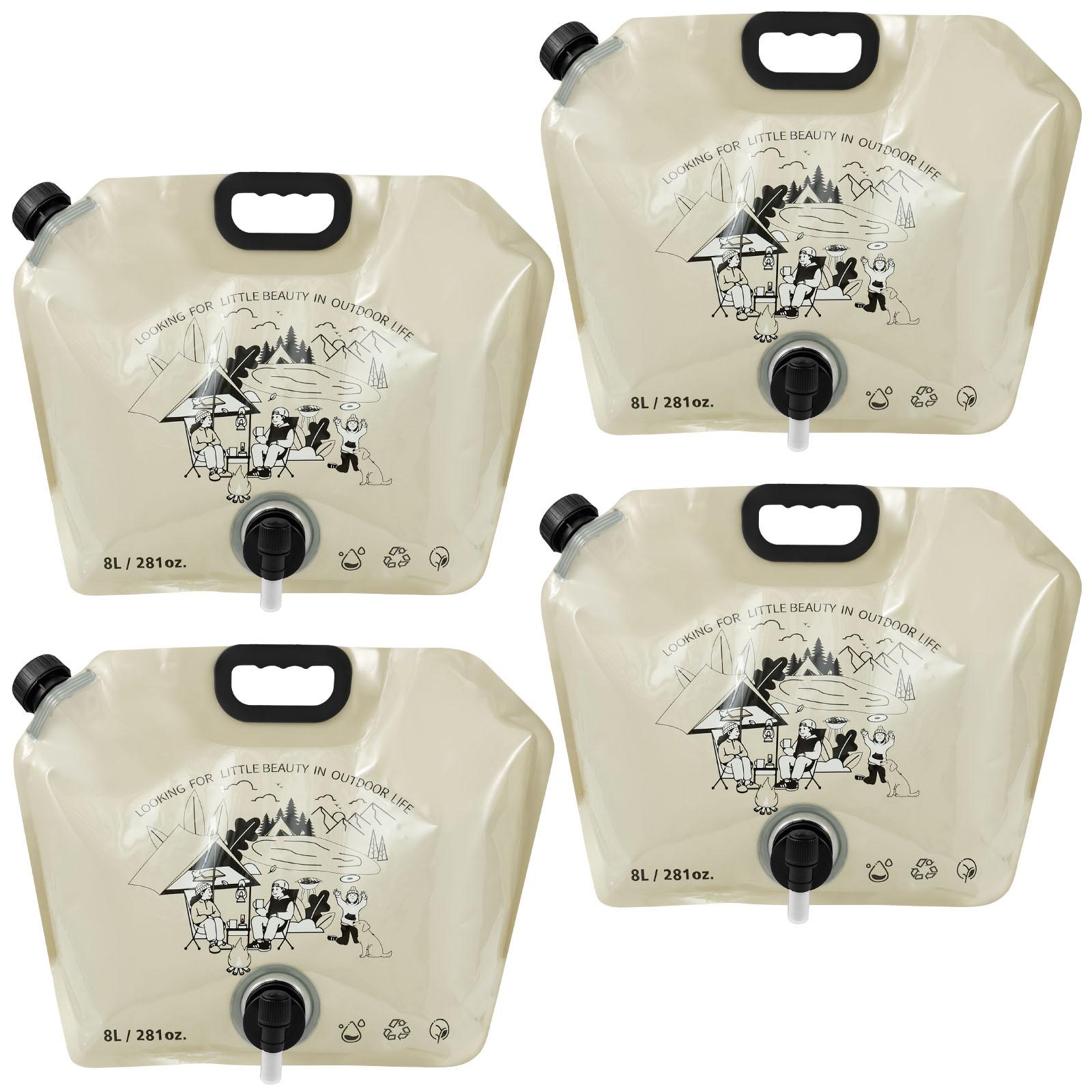 

4Pcs 8L Collapsible Water Bag Portable Water Dispensing Storage Container Large Capacity Outdoor Camping Hiking