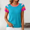 Women's Crew-neck Knitted Top Color Sweet Short-sleeved Sweater Top