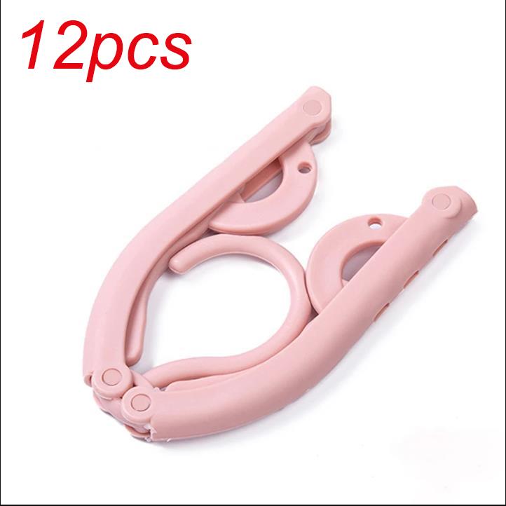 

12pcs Portable Travel Cloth Rack Foldable Plastic Clothes Hanger Storage Rack Foldable Clothes Hanger Wardrobe Storage Organizer