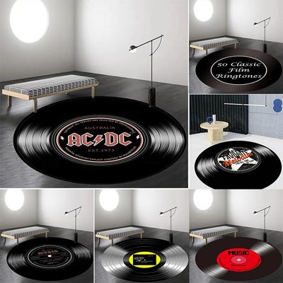 Retro Mode Persönlichkeit Schallplattenmuster Runder Teppich Wohnzimmer & Schlafzimmer Fußmatte Büro Dekorativer Teppich