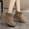 Autumn and Winter High Top Shoes for Women, Solid Color Snow Cotton Shoes, Sports and Leisure with Plush Cotton Thick Soled Shoes