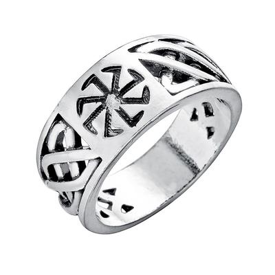 Nostalgisk Slavisk Kolovrat Symbol Silverring för Kvinnor och Män Bulgarien Bijoux Smycken