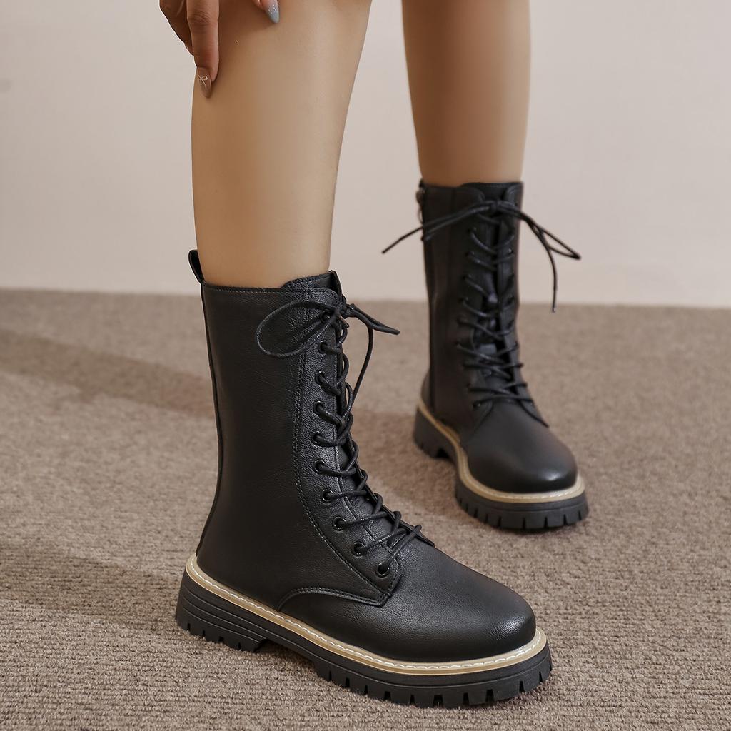 Plus Size Martin Boots Women's New Versatile Single Boots Platform Boots Women's Boots for Autumn 2025
