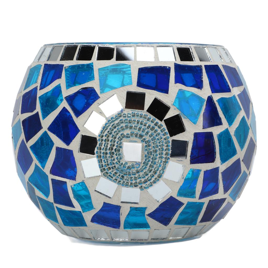 Tealight Candle Holder European Style Blue Ocean Theme Blue Green Reflected Light Glass Candle
