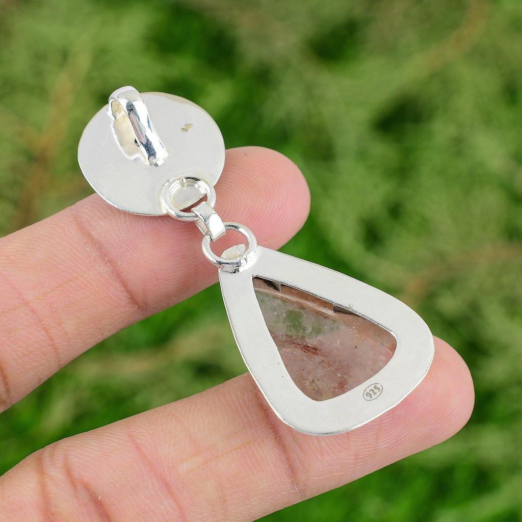 925 Sterling Silver Natural Elestial Quartz White Topaz Bezel Mermaid Pendant