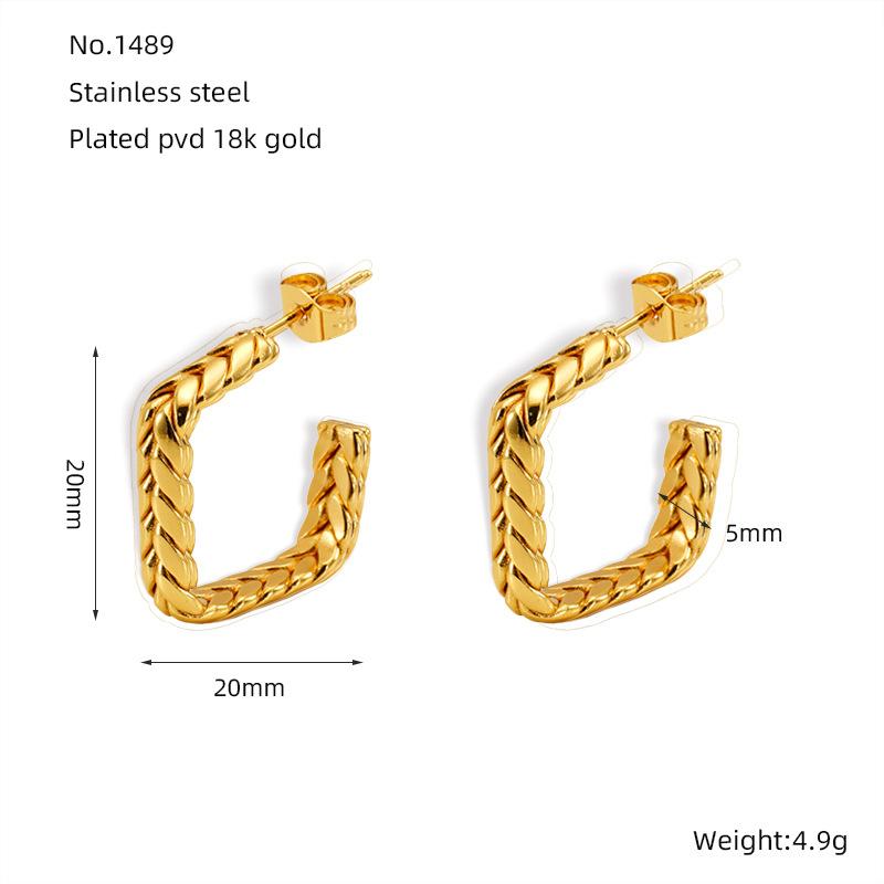 

New Heart Twist Earrings Plated 18K Gold Stainless Steel Earrings Wheat Geometric Titanium Steel Earrings Women
