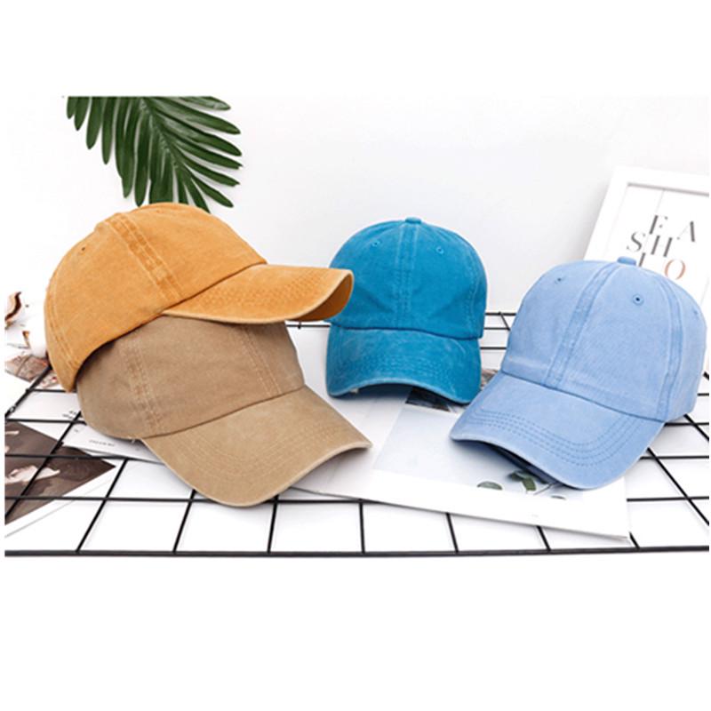 New Unisex Cap Adjustable Washed Cotton Solid Color Plain Baseball Cap Streetwear Leisure Hat Cap