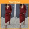 Elegant Woman Fashion V-neck Long Sleeve Winter Sweater Dress For Stylish Looks