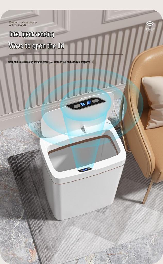 18L Smart Trash Can with Induction Lid and Long-Lasting Battery for Living Room