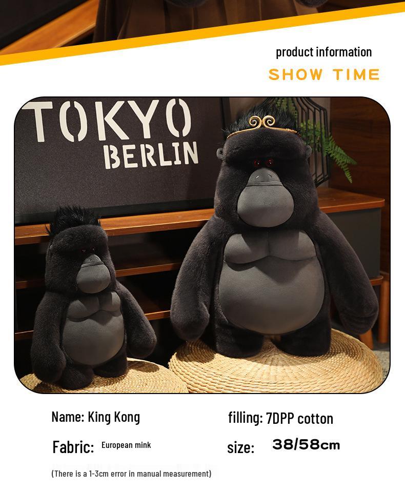 Anime King Kong Gorilla Plush Toy - Creative Children's Stuffed Animal Pillow and Funny Ragdoll Doll