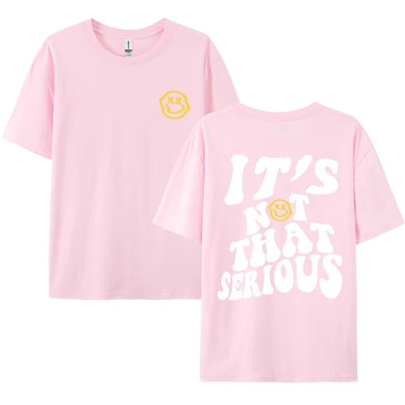 It S Not That Serious Facing With A Smile Male Clothes Quality Oversize T-Shirts Summer Breathable T-Shirt Hip Hop Tee XL розовый